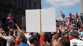 Smoke seen briefly in crowd of Tommy Robinson supporters