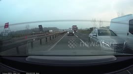 Van driver crashes on UK motorway 'believed' to be asleep at the wheel