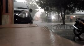 Storm and lightning in the city of padang