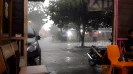 Heavy rain and winds in Padang,Indonesia