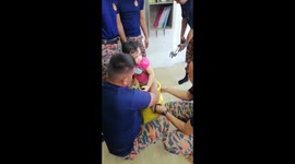 Three-year-old girl rescued after getting foot stuck in cooking gas tank