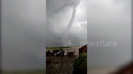 Watch: Swirling column of air, resembling tornado, hovers over northern Indian village