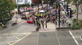 Extinction Rebellion form blockade at junction in Bristol