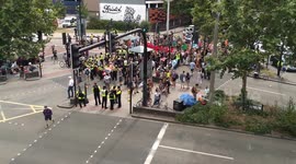 Red Walkers confront Police, M32 Extinction Rebellion Bristol