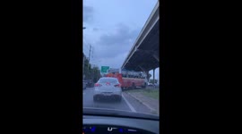 Thailand bus driver scrambles off highway to hurry to bathroom