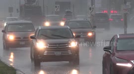 Heavy rain storms in Toronto leave some underpasses looking like swampland and rivers flowing fast in the city as the hot humid and stormy weather continues this week