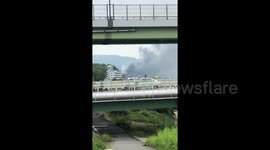 Smoke rises from Kyoto Animation studio after suspected arson attack