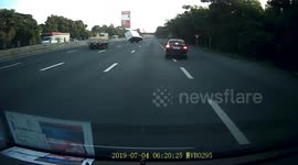 Out-of-control lorry veers from side to side on Philippines highway