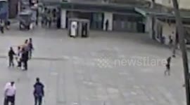 Shocking video shows moment woman, 87, was seriously injured after being hit - by a mobility scooter