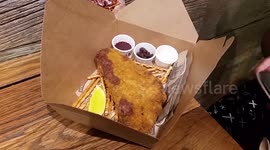 This deep fried ice cream looks just like fish and chips