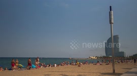 POV shot along the beach in barcelona
