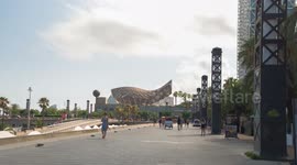 POV shot along the beach in barcelona
