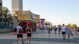 POV shot along the beach in barcelona