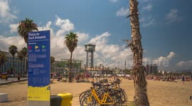 POV shot along the beach in barcelona
