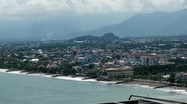Beautiful scenery seen from peak above city of Padang, West Sumatra