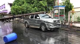 Storm tears down trees and power lines in southern Thailand