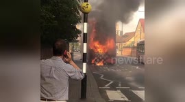 London bus in engulfed in flames in East Sheen