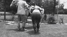 Is this what they mean by BAREBACK riding?  Woman loses shirt in horse riding lesson