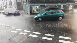 UK heatwave brings torrential rain in Ambleside, The Lake District, UK