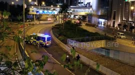 Protesters attack a police van with projectiles in Central Hong Kong 28th July 2019