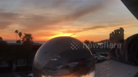 Sunset in a glass ball