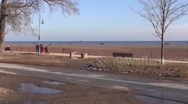 Mild winter day at the beach in January 2019, the future of winter due to climate change crisis?