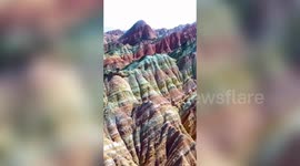 Incredible drone footage of multicoloured mountains at China's Zhangye national geopark