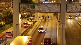 Anti Extradition Protest 10th August 2019. Protesters in Kwun Tong, Hong Kong begin blocking a main road