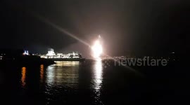 Brittany ferry trying to dock when kayakers in the way in the dark with no lights