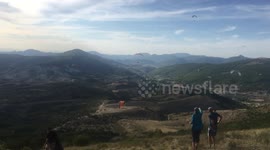 Amazing view from the mountain on a dozen of paragliding.