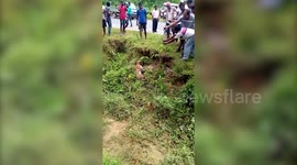 Too close for comfort: Indian man has a brush with death after falling near injured leopard while clicking pictures of beast in eastern India