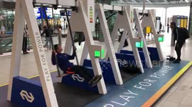 Eco-friendly generator in Utrecht lets the public swing in order to charge their phones