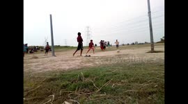 At the time of playing football the two boy suddenly start fighting