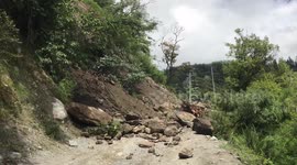 Landslide Along the Dangerous Jomsom Highway in Nepal