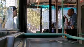 A Disabled wheelchair boyfriend demand bus driver to kick the childs buggy of the bus