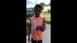 6 year old boy sells used soap and toilet seat covers at yard sale