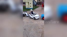 Four-year-old boy shows off incredible driving skills with toy car in China