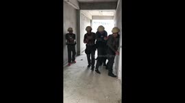 Hilarious moment bungling cop accidentally bounces grenade off wall