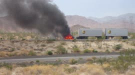 UPS truck seen burning on California highway during sweltering heatwave