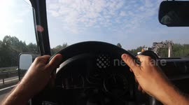 hyperlapse of a  car driving on the motorway from the point of view of the driver