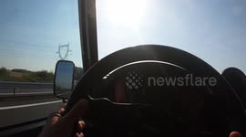 hyperlapse of a  car driving on the motorway from the point of view of the driver
