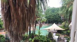 Tropical rain at holiday resort