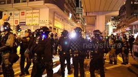 Hong Kong Police deploy on main streets of Mong Kok after clashes