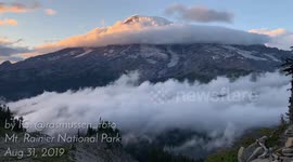 Clouds rolling over Mt. Rainier