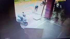 CCTV camera of front porch captures moment men run for their lives as blast hits building in northern India