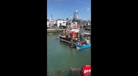 Out of control ship smashes through Portsmouth Harbour