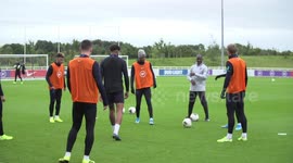 Harry Winks with quality nutmeg on England new boy Tyrone Mings