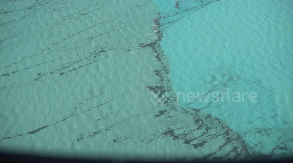 Apparent Oil Slick on West Side of Abaco Marsh Harbour after Hurricane Dorian