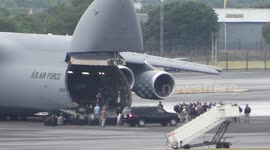 2 Massive USAF C-5M Super Galaxy Aircraft Landings & Takeoffs from Prestwick ahead of Donald Trump's Visit - Clean Version