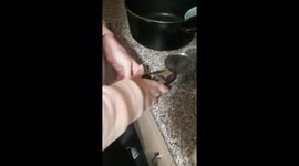 “You cannae even work a tin opener!” Glaswegian girl hilariously fails trying to open a tin of tuna with a garlic press